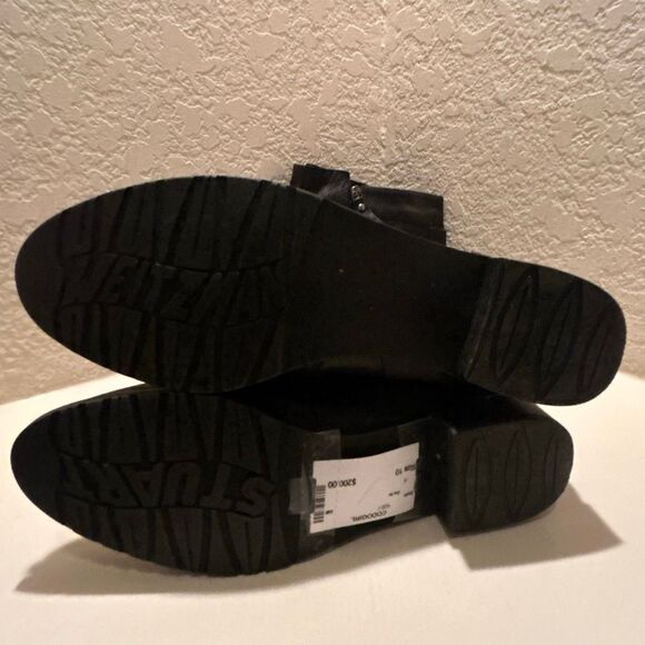 Stuart Weitzman Size 10 Triple Buckle Tall Riding Boots Black Leather Edgy Alt - Picture 6 of 9